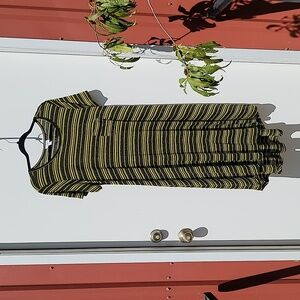 LuLaRoe Black and Yellow Striped Dress